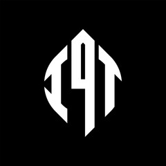 IQT circle letter logo design with circle and ellipse shape. IQT ellipse letters with typographic style. The three initials form a circle logo. IQT circle emblem abstract monogram letter mark vector.