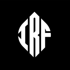 IRF circle letter logo design with circle and ellipse shape. IRF ellipse letters with typographic style. The three initials form a circle logo. IRF circle emblem abstract monogram letter mark vector.