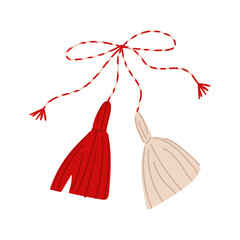 Cute doodle illustration of Martisor. Moldova, Romania and Bulgaria symbol of spring.