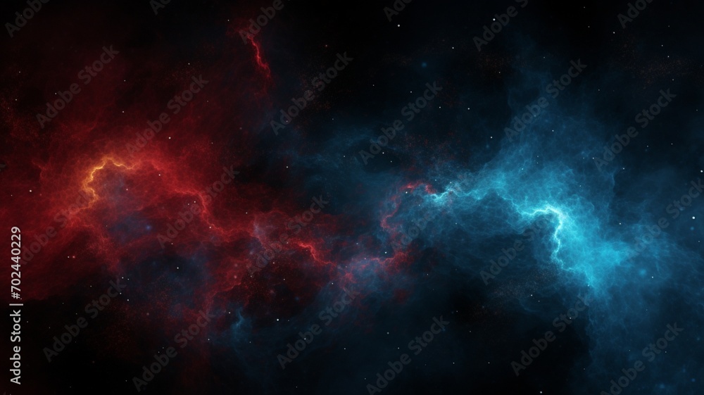 Poster beyond tomorrow: futuristic energy unleashed with dark red and blue colors, igniting a dynamic palet