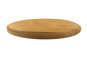 Empty wood plate isolated on white background