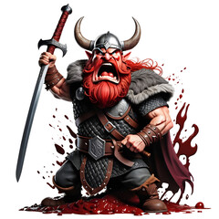 art of a Viking warrior vector illustration template, suitable for t shirt design, logo design, logo, isolated on transparent background.