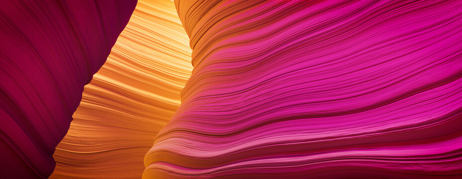 3D Rendered Cave with Pink and Yellow Undulating Surfaces.