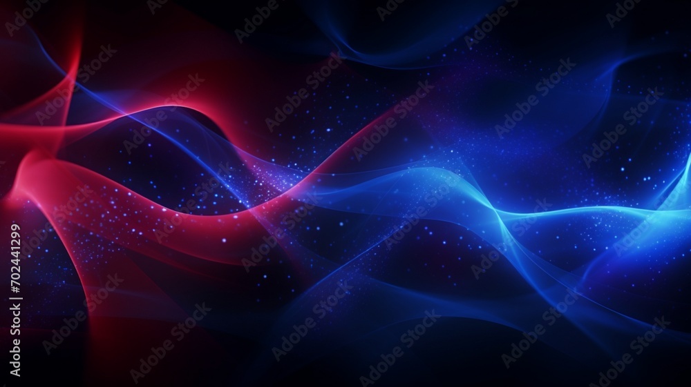 Poster energizing the future: a dynamic palette of dark red and blue colors in futuristic harmony, creating