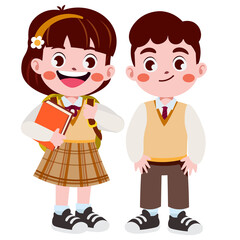 Obraz na płótnie Canvas Happy cute children in school uniform