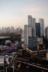 Fototapeta na wymiar London sunset. View on the business modern district