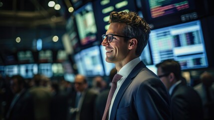 Fototapeta premium Professional Investment Agent in Office. Stock Exchange.Generative AI