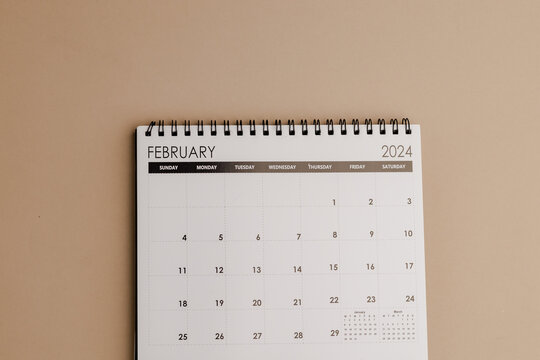 February 2024 Calendar. The week starts on Sunday. Blank Calendar Template. Fits Letter Size Page. Stationery Design.