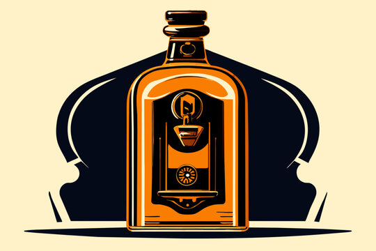 Old-fashioned Whiskey Bottle. Vektor Illustation