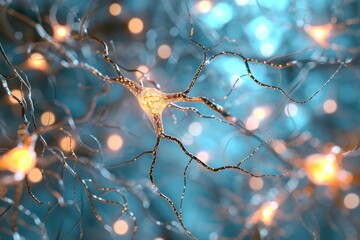 illustrated macro image Neurons and the nervous system .  - obrazy, fototapety, plakaty