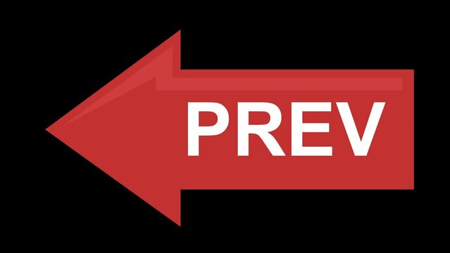 video arrow animation with prev text, on a transparent background with zero alpha channel