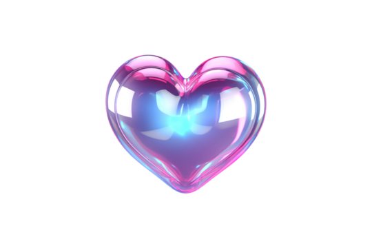 Romantic heart balloon in pink and blue hues. Isolated element for Valentine's Day cute banner, poster, card or web background. PNG file with transparent background