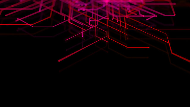 Futuristic Network Lines form a Technical Grid. Red and Pink Connectivity Concept with copy-space.