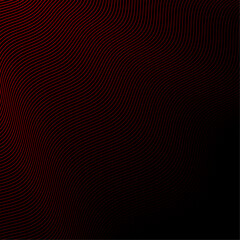 Abstract background with lines. Vector background with waves. Background for music album, poster, card, advertisement. Element for design isolated on black. Red and black. Valentine's Day