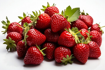Juicy ripe strawberries on a white background