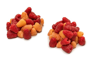 Tasty raspberries isolated on  white background.