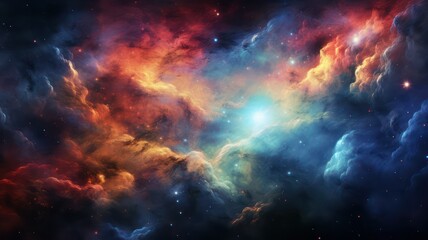 Fototapeta na wymiar Colorful nebulas in space created with Generative AI