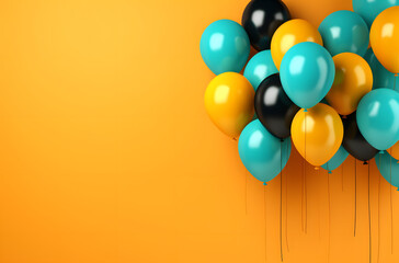 Cheerful Assortment of Balloons on Orange with Copy Space
