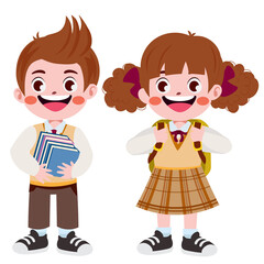 Happy cute children in school uniform