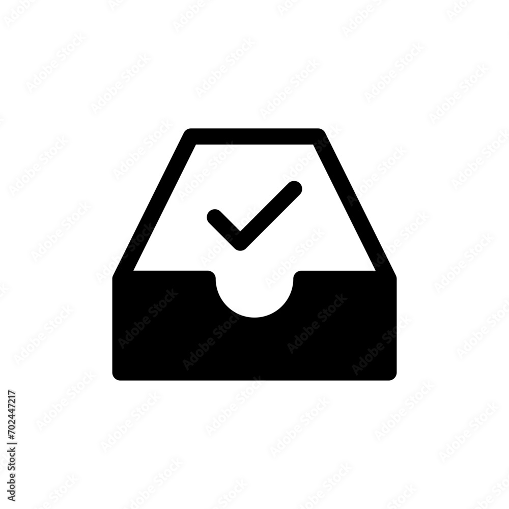 Poster inbox archive check mark tick icon data storage checkmark icons. web vector icon