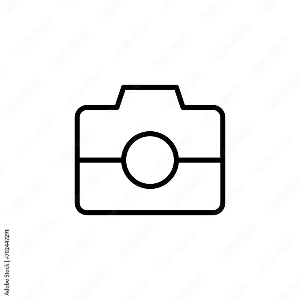 Poster camera icon, photo camera symbol, snapshot icon in thin line, outline and stroke style for apps and 