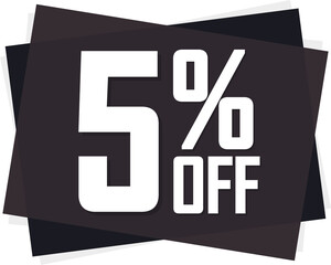 Sale 5% off, discount tag on transparent background. PNG