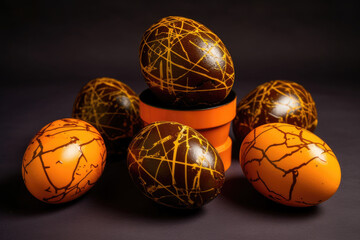 chocolate easter eggs on a dark background