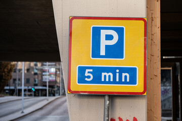 Five minutes parking sign so be quick.