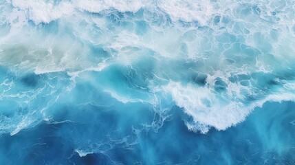 Fototapeta na wymiar Aerial view coast waves on beach with clear water in tropical island shore. Generate AI image