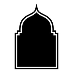 Obraz premium Islamic Arch Design Glyph with outline Black Filled silhouettes Design pictogram symbol visual illustration