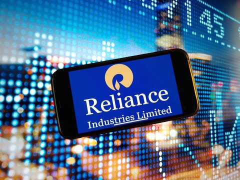 Konskie, Poland - January 03, 2024: Reliance Industries Limited company logo displayed on mobile phone screen