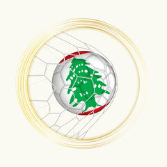 Lebanon scoring goal, abstract football symbol with illustration of Lebanon ball in soccer net.