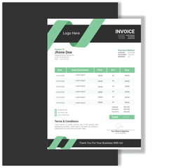 Invoice template vector design. Invoice minimal design template. Bill form business invoice accounting. Creative invoice template vector. business stationery design payment agreement design template

