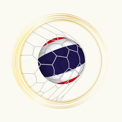 Thailand scoring goal, abstract football symbol with illustration of Thailand ball in soccer net.