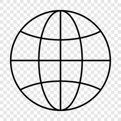 Globe outline symbol. Vector illustration isolated on transparent background
