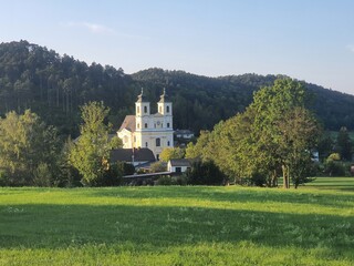 Church in idyllic landscape: Wallfahrtskirche Hafnerberg near Alland in Lower Austria
