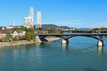Rhine river and cityscape Basel Switzerland 