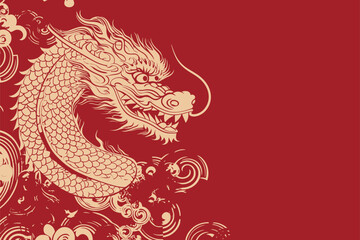 Gold china dragon for sticker label 