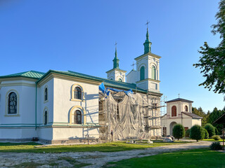 Renovation of the facade of the Catholic church in Dubienka, Poland
