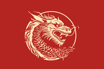 Gold china dragon for sticker label 
