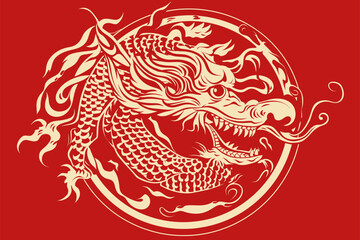 Gold china dragon for sticker label 