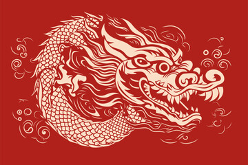 Gold china dragon for sticker label 