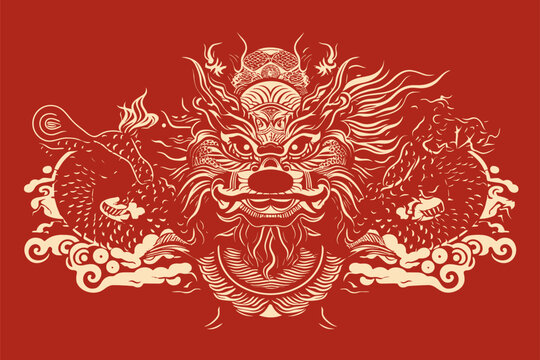 Gold china dragon for sticker label 