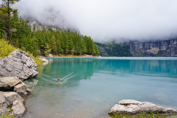 Oeschinen lake, a UNESCO site, Kandersteg Switzerland 