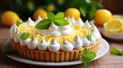 Scrumptious lemon meringue pie with zesty lemon desserts for a delectable breakfast delight