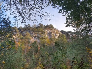 Abandoned quarry in Alland in Lower Austria. Nature is taking back its refuge