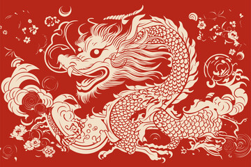 vector china dragon symbol logo label sticker