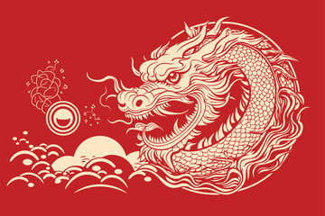 Vector gold china dragon symbol logo sticker label