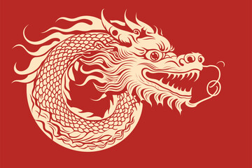 Vector gold china dragon symbol logo sticker label