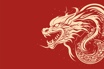 Vector gold china dragon symbol logo sticker label